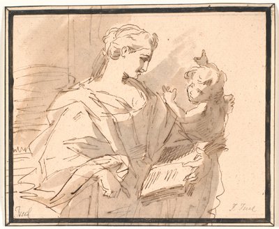 Een heilige met een boek en een putto door Jens Juel
