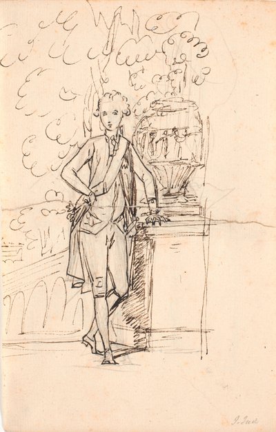 Compositiestudie voor een volledig portret van Frederik de zesde als jonge kroonprins door Jens Juel