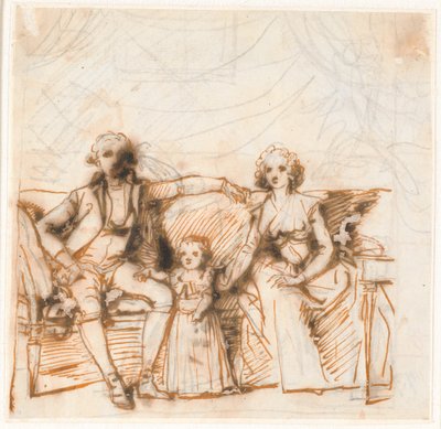 Compositieontwerp voor het Ankerske familieportret door Jens Juel