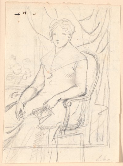 Compositieontwerp voor het portret van gravin Anna Joachima Danneskiol-Laurvigen, geboren Ahlefeldt, in haar 74e jaar door Jens Juel