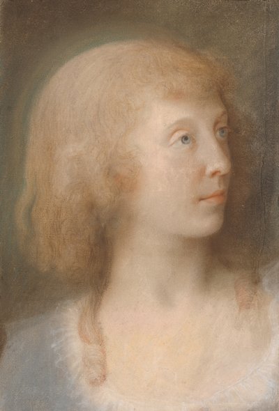 Portret van Anna Barbara Damkier, driekwart profiel naar links door Jens Juel
