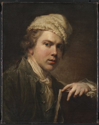 Zelfportret met portfolio door Jens Juel