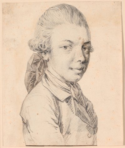 Zelfportret als jongeman. Borstbeeld in driekwart profiel naar rechts door Jens Juel