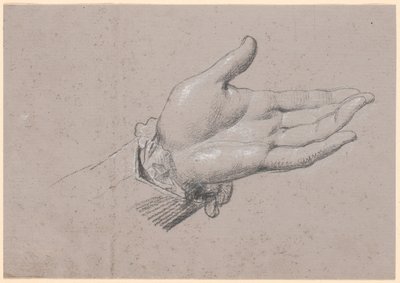 Studie van een linkerhand, gebruikt in het hele figuurportret van Frederik de zesde als kroonprins uit 1786 op Amalienborg door Jens Juel