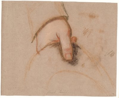 Studie voor het Rybergs familieportret; Johan Christian Rybergs linkerhand houdend een hoed door Jens Juel