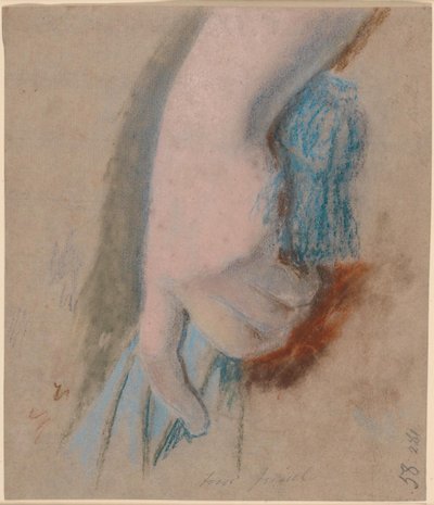 Studie voor het Ryberg-familieportret; mevrouw Rybergs linkerhand met een blauwe parasol door Jens Juel