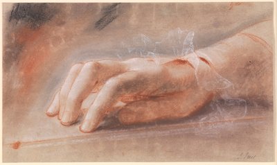 Studie van een rechterhand voor het portret van gravin Anna Joachima Danneskiold-Laurvigen door Jens Juel