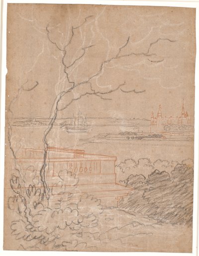 Uitzicht vanaf Marienlyst over Kronborg door Jens Juel