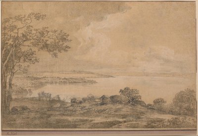 Uitzicht over het Esrummeer richting Fredensborg, gezien vanaf Plejelt door Jens Juel