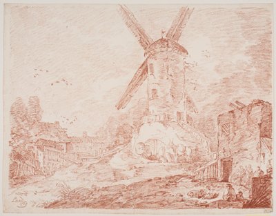 Italiaans Landschap met Windmolen door Jens Petersen Lund