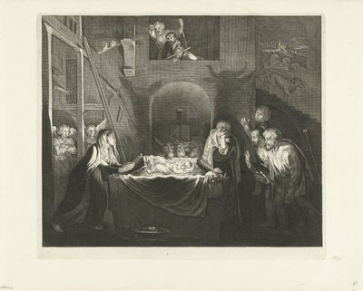 Aanbidding der herders door Jeremias Falck
