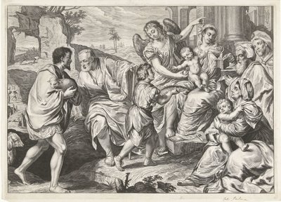 De heilige familie in gezelschap van anderen door Jeremias Falck