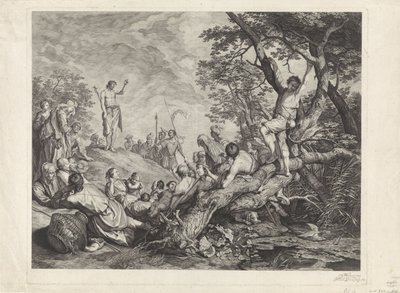 Johannes de Doper predikt in de wildernis door Jeremias Falck