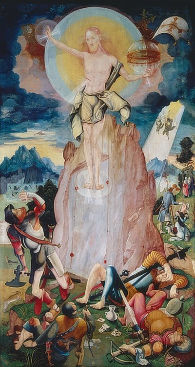 De opstanding van Christus (rechtervleugel van het Herrenberger altaar). 1519 door Jerg Ratgeb