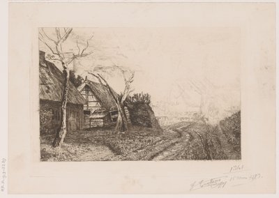 Landschap met boerderijen en molen door Jerôme Tuyttens (signed by artist)