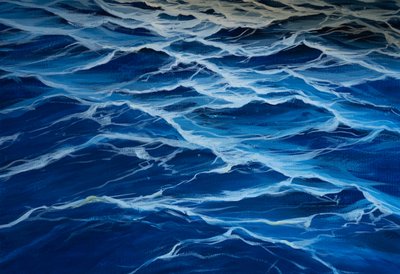 Blauwe zee, 2020 (tempera op papier) door Jerome Glomaud