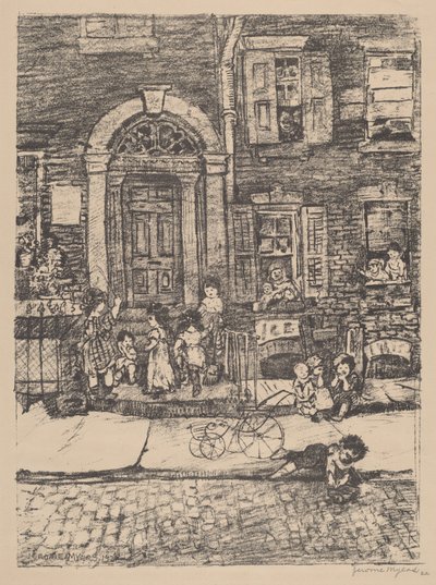 Straatscène (New York) door Jerome Myers