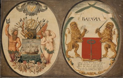 De wapens van de Verenigde Oost-Indische Compagnie en van de stad Batavia door Jeronimus Becx (II)
