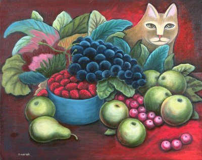 Kat en fruit door Jerzy Marek