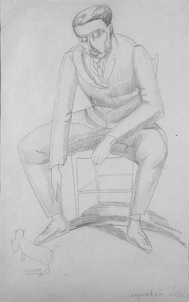 Wyndham Lewis met Kat, c.1920 door Jessica Stewart Dismorr