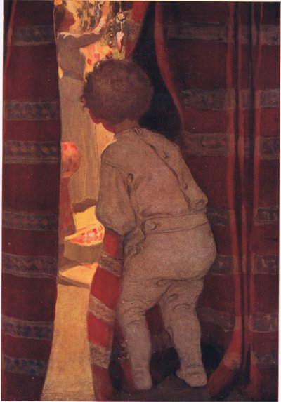 Hij sloop naar beneden om een kijkje te nemen in de salon door Jessie Willcox Smith