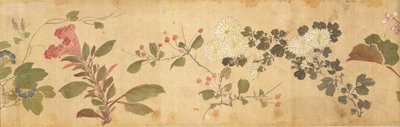 Honderd bloemen, begin 17e eeuw (geschilderde zijde) (detail) door Jiayan Chen