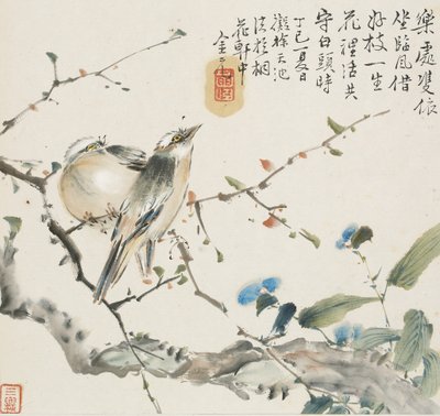Een paar Chinese Bulbul vogels, 1857 door Jin Yuan