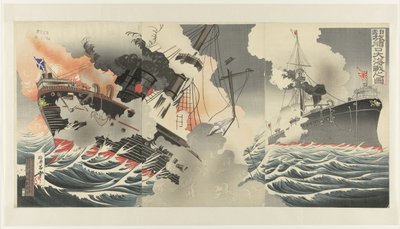 De grote zeeslag bij de ingang van de haven van Port Arthur door Jinsai Rosetsu