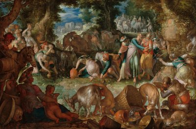 Mozes slaat op de rots, 1624 door Joachim Anthonisz Wtewael