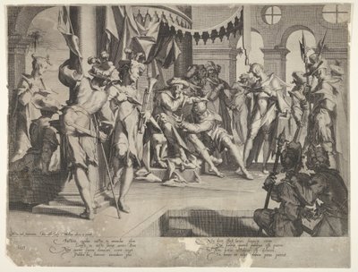 De Rechter Bias Huilt, plaat IX uit Thronus Justitiæ, 1605 door Joachim Anthonisz Wtewael