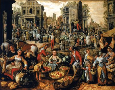 Markt met Ecce Homo door Joachim Beuckelaer