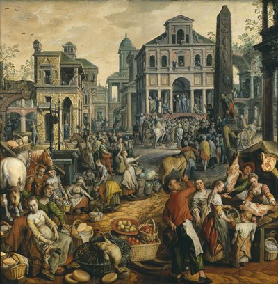 Marktscène met Ecce Homo door Joachim Beuckelaer