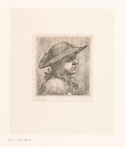 Portret van een jongeman met hoed door Joachim Martin Falbe (attributed to)