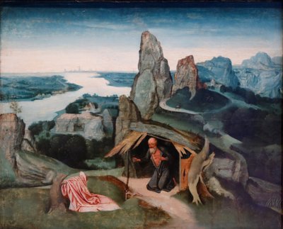 Sint Hiëronymus in de wildernis door Joachim Patenier