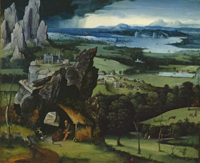 Landschap met Sint Hiëronymus door Joachim Patinir