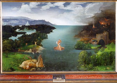 Landschap met Charon die de Styx oversteekt, c.1515-1524 (olieverf op hout) door Joachim Patinir
