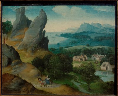 Landschap met de vlucht naar Egypte door Joachim Patinir