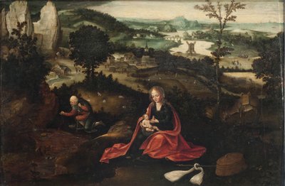 De rust tijdens de vlucht naar Egypte door Joachim Patinir