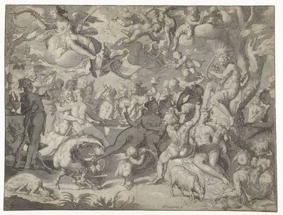 Bruiloft van Peleus en Thetis door Joachim Wtewael or Utewael
