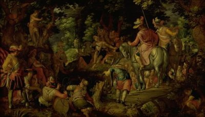 Johannes de Doper Predikend in het Bos door Joachim Wtewael or Utewael