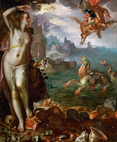 Perseus bevrijdt Andromeda door Joachim Wtewael or Utewael