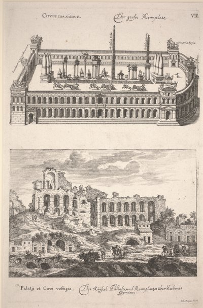 Illustratie uit "Des Alten und Neuen Roms Grosser Schau-Platz" door Joachim von Sandrart door Joachim von Sandrart