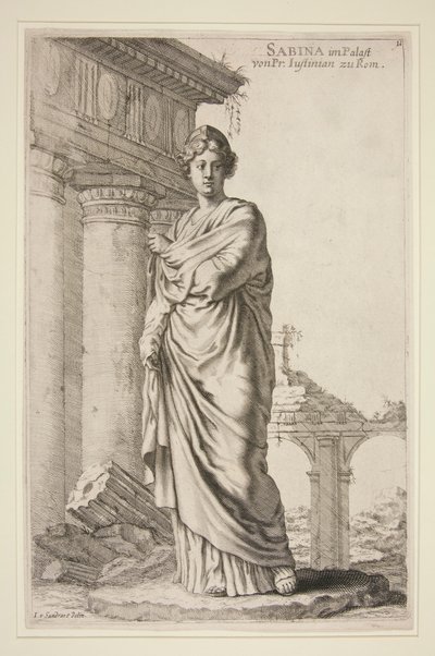 Sabina in het paleis van Pr. Iustinian in Rome door Joachim von Sandrart
