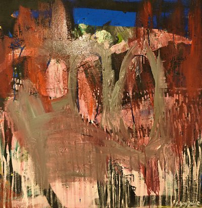 Dynamisch rood abstract door Joackim Schou Dahle