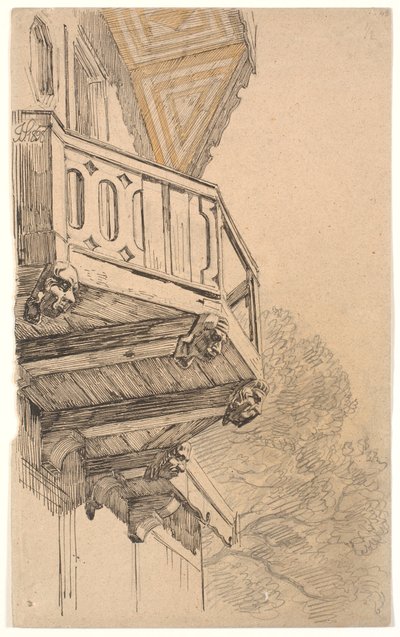 Een vleugel van H.C. Aggersborgs villa in Classens Have door Joakim Frederik Skovgaard