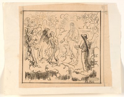 Engelen op de troon van de Heer door Joakim Frederik Skovgaard