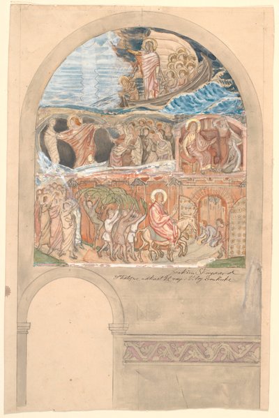 Niet gebruikt vroeg ontwerp voor de noordelijke kruisarm van de Viborg Domkerk, westelijke muur door Joakim Frederik Skovgaard