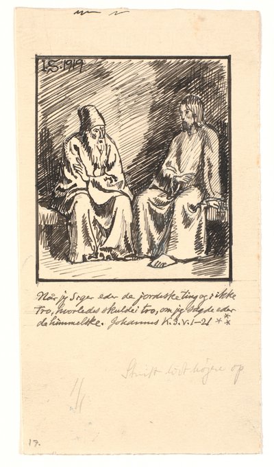 Christus en Nicodemus door Joakim Frederik Skovgaard