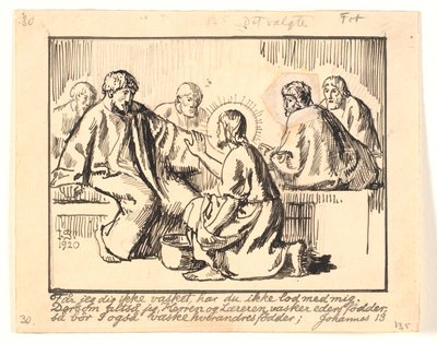 Christus wast de voeten van Petrus door Joakim Frederik Skovgaard