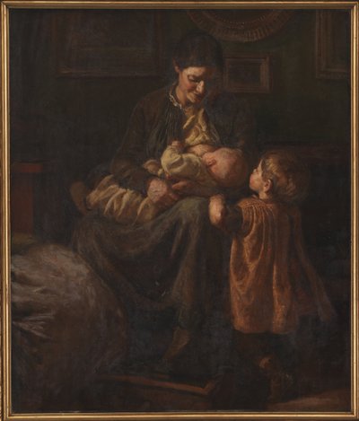 De vrouw van de kunstenaar met twee kinderen door Joakim Frederik Skovgaard